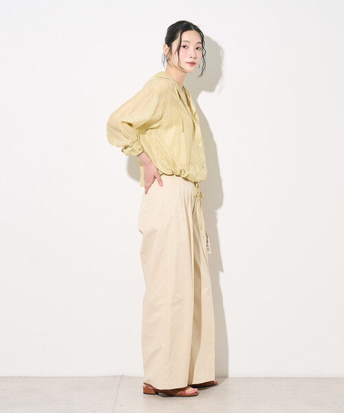FREAK'S STORE(フリークスストア)の「<新色追加>FRUIT OF THE LOOM × FREAK'S STORE/フルーツオブザルーム 別注 シアー ストライプ フードシャツ(シャツ/ブラウス・レディース・オフホワイト/レモンイエロー/ブルー/ブラウン/ブラック・フリ-)」の19枚目の写真