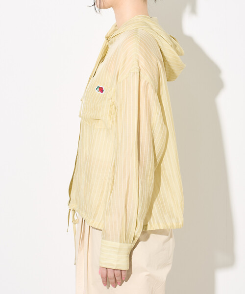 FREAK'S STORE(フリークスストア)の「<新色追加>FRUIT OF THE LOOM × FREAK'S STORE/フルーツオブザルーム 別注 シアー ストライプ フードシャツ(シャツ/ブラウス・レディース・オフホワイト/レモンイエロー/ブルー/ブラウン/ブラック・フリ-)」の12枚目の写真