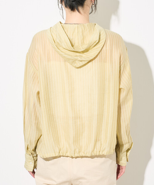 FREAK'S STORE(フリークスストア)の「<新色追加>FRUIT OF THE LOOM × FREAK'S STORE/フルーツオブザルーム 別注 シアー ストライプ フードシャツ(シャツ/ブラウス・レディース・オフホワイト/レモンイエロー/ブルー/ブラウン/ブラック・フリ-)」の13枚目の写真