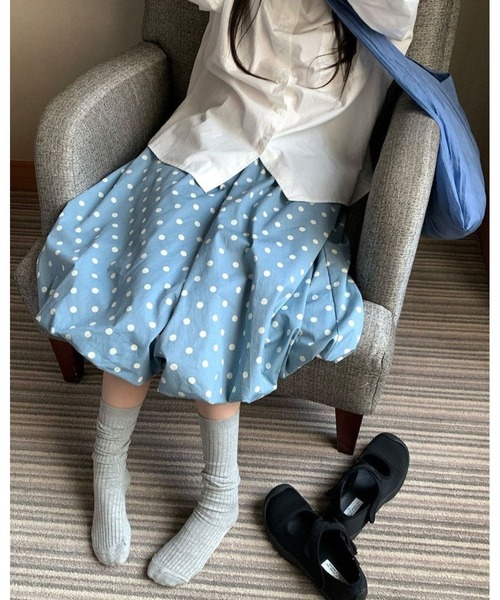 inst.ALL(インストール)の「ドットバルーンスカート風パンツ(その他パンツ・レディース・ライトグレー/サックスブルー・M)」の2枚目の写真