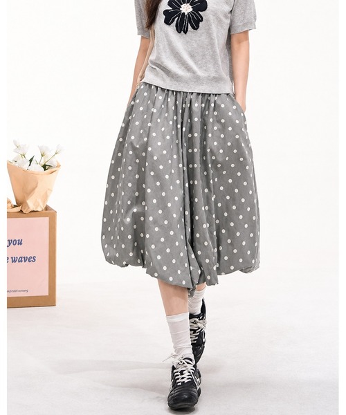 inst.ALL(インストール)の「ドットバルーンスカート風パンツ(その他パンツ・レディース・ライトグレー/サックスブルー・M)」の1枚目の写真