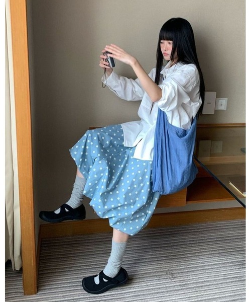 inst.ALL(インストール)の「ドットバルーンスカート風パンツ(その他パンツ・レディース・ライトグレー/サックスブルー・M)」の11枚目の写真