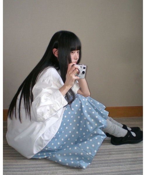 inst.ALL(インストール)の「ドットバルーンスカート風パンツ(その他パンツ・レディース・ライトグレー/サックスブルー・M)」の9枚目の写真