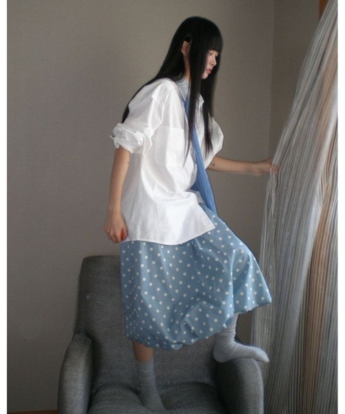 inst.ALL(インストール)の「ドットバルーンスカート風パンツ(その他パンツ・レディース・ライトグレー/サックスブルー・M)」の8枚目の写真