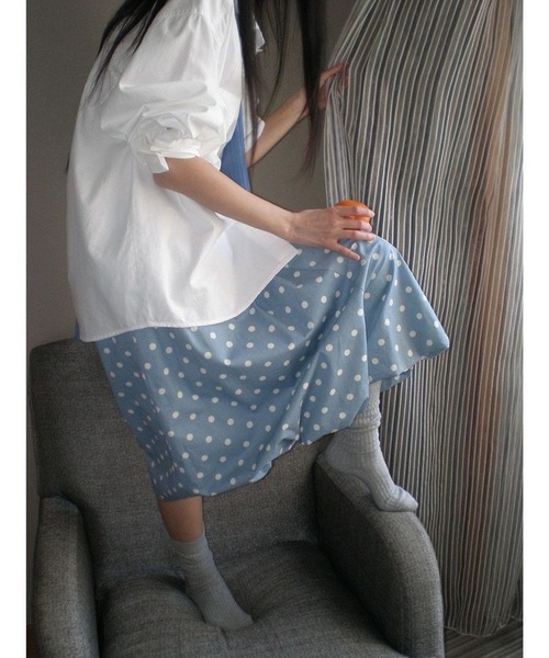 inst.ALL(インストール)の「ドットバルーンスカート風パンツ(その他パンツ・レディース・ライトグレー/サックスブルー・M)」の6枚目の写真