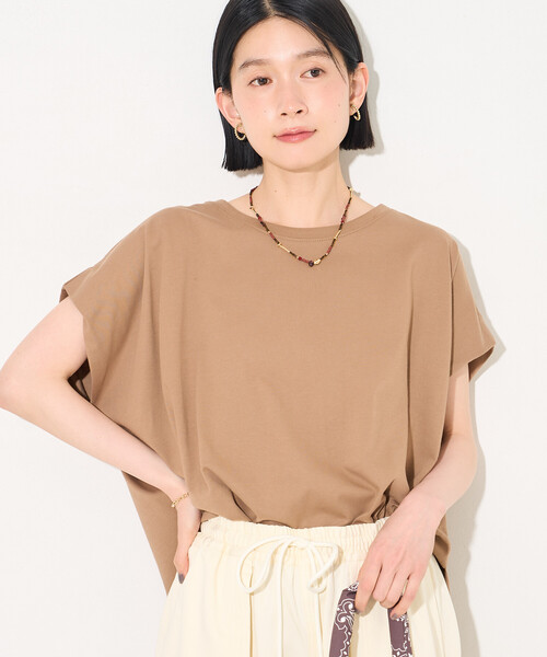 FREAK'S STORE(フリークスストア)の「フレンチスリーブTシャツ/ タック入りTシャツ/ノースリーブTシャツ(Tシャツ/カットソー・レディース・ブルーグリーン/ブラック/オフホワイト/キャメル・フリ-)」の4枚目の写真