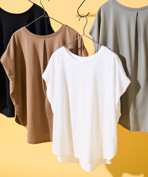 FREAK'S STORE(フリークスストア)の「フレンチスリーブTシャツ/ タック入りTシャツ/ノースリーブTシャツ(Tシャツ/カットソー・レディース・ブルーグリーン/ブラック/オフホワイト/キャメル・フリ-)」の5枚目の写真