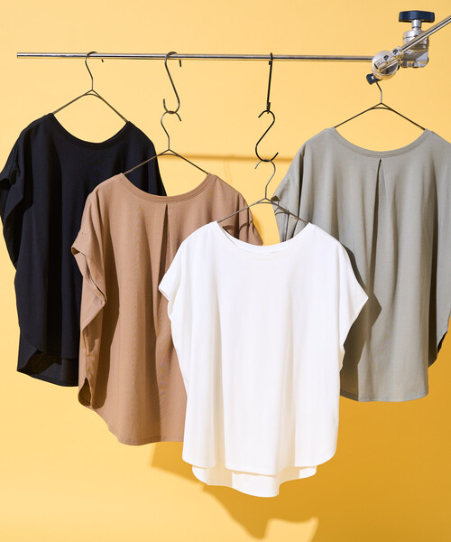 FREAK'S STORE(フリークスストア)の「フレンチスリーブTシャツ/ タック入りTシャツ/ノースリーブTシャツ(Tシャツ/カットソー・レディース・ブルーグリーン/ブラック/オフホワイト/キャメル・フリ-)」の6枚目の写真