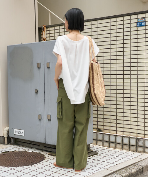 FREAK'S STORE(フリークスストア)の「フレンチスリーブTシャツ/ タック入りTシャツ/ノースリーブTシャツ(Tシャツ/カットソー・レディース・ブルーグリーン/ブラック/オフホワイト/キャメル・フリ-)」の10枚目の写真