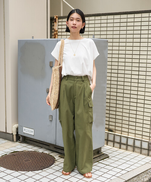 FREAK'S STORE(フリークスストア)の「フレンチスリーブTシャツ/ タック入りTシャツ/ノースリーブTシャツ(Tシャツ/カットソー・レディース・ブルーグリーン/ブラック/オフホワイト/キャメル・フリ-)」の11枚目の写真