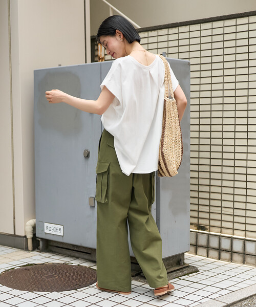 FREAK'S STORE(フリークスストア)の「フレンチスリーブTシャツ/ タック入りTシャツ/ノースリーブTシャツ(Tシャツ/カットソー・レディース・ブルーグリーン/ブラック/オフホワイト/キャメル・フリ-)」の12枚目の写真