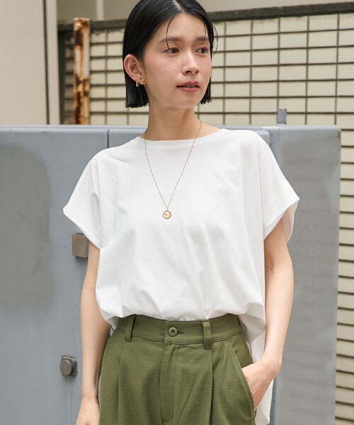 FREAK'S STORE(フリークスストア)の「フレンチスリーブTシャツ/ タック入りTシャツ/ノースリーブTシャツ(Tシャツ/カットソー・レディース・ブルーグリーン/ブラック/オフホワイト/キャメル・フリ-)」の13枚目の写真
