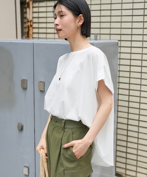 FREAK'S STORE(フリークスストア)の「フレンチスリーブTシャツ/ タック入りTシャツ/ノースリーブTシャツ(Tシャツ/カットソー・レディース・ブルーグリーン/ブラック/オフホワイト/キャメル・フリ-)」の14枚目の写真