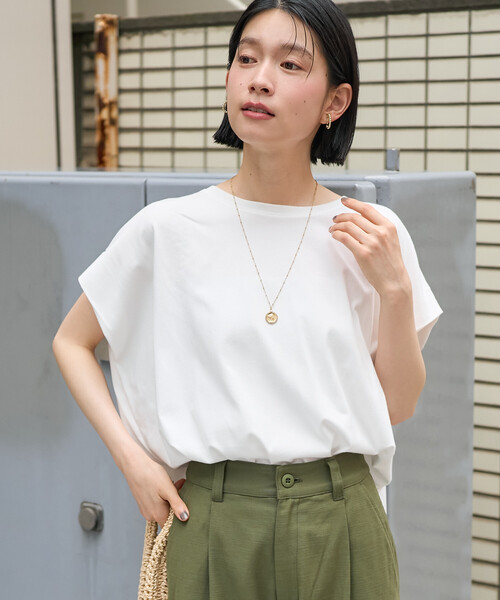 FREAK'S STORE(フリークスストア)の「フレンチスリーブTシャツ/ タック入りTシャツ/ノースリーブTシャツ(Tシャツ/カットソー・レディース・ブルーグリーン/ブラック/オフホワイト/キャメル・フリ-)」の15枚目の写真