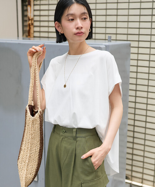 FREAK'S STORE(フリークスストア)の「フレンチスリーブTシャツ/ タック入りTシャツ/ノースリーブTシャツ(Tシャツ/カットソー・レディース・ブルーグリーン/ブラック/オフホワイト/キャメル・フリ-)」の16枚目の写真