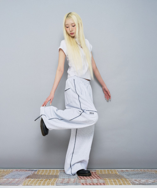 SEW-B（ソービー）の「スティッチカーブドロングパンツ[ホワイトメランジ]（スウェットパンツ・レディース・その他・FREE）」の3枚目の写真