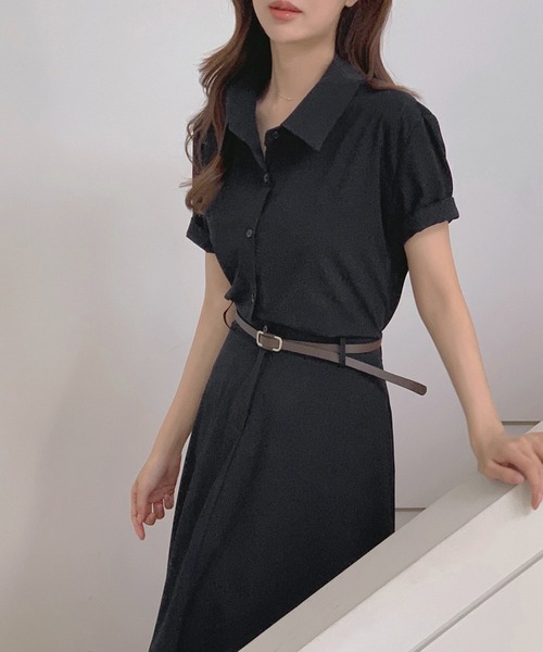 LAFFMO(ラフモ)の「シャツデザインベルト付きワンピース(ワンピース・レディース・ベージュ/ネイビー・F)」の18枚目の写真