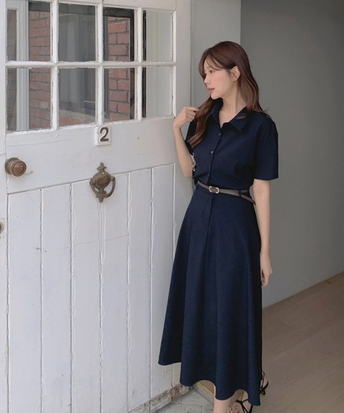 LAFFMO(ラフモ)の「シャツデザインベルト付きワンピース(ワンピース・レディース・ベージュ/ネイビー・F)」の20枚目の写真