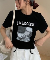 サイドドローコードでシルエット自在♪トレンド感たっぷりのフォトプリントTシャツ
