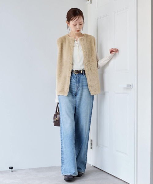 JOURNAL STANDARD（ジャーナルスタンダード）の「《追加》ダブルフェイスフェザークルーネックベスト（ベスト・レディース・ベージュ/チョコ・FREE）」の15枚目の写真