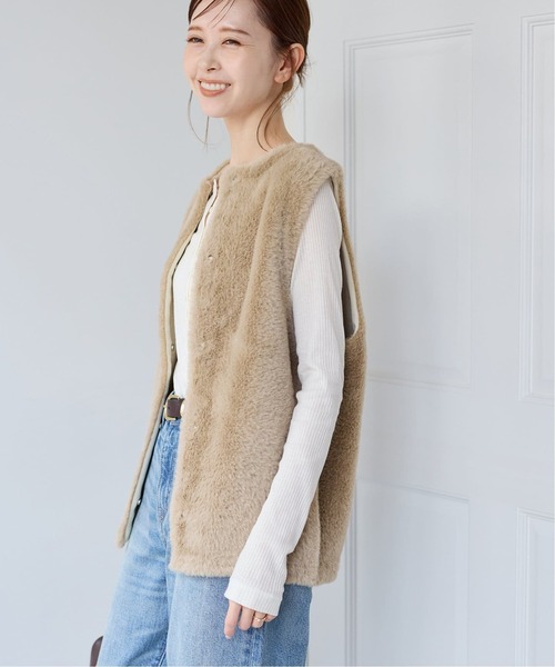 JOURNAL STANDARD（ジャーナルスタンダード）の「《追加》ダブルフェイスフェザークルーネックベスト（ベスト・レディース・ベージュ/チョコ・FREE）」の17枚目の写真