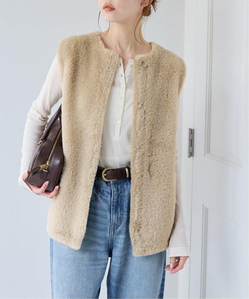 JOURNAL STANDARD（ジャーナルスタンダード）の「《追加》ダブルフェイスフェザークルーネックベスト（ベスト・レディース・ベージュ/チョコ・FREE）」の19枚目の写真