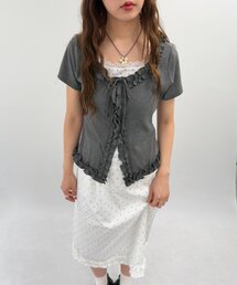 w closet | 半袖レイヤードフリルカーディガン 夏服(Tシャツ/カットソー)