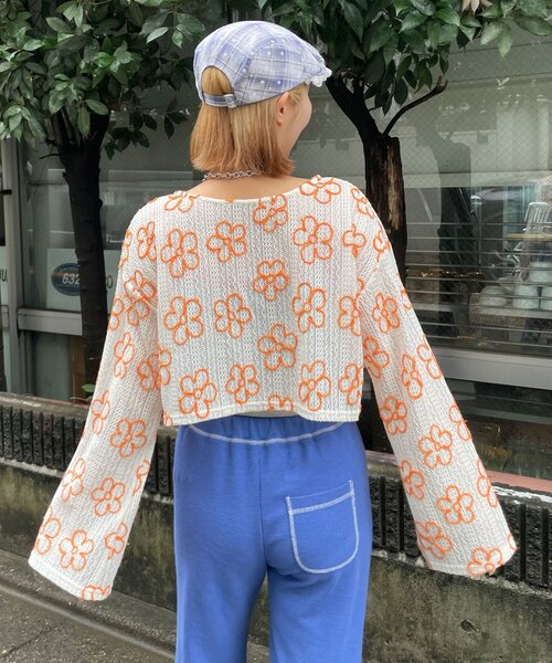 HELLO.SANFRANCISCO（ハローサンフランシスコ）の「【HELLO.SANFRANCISCO/ハローサンフランシスコ】2WAYフラワーシアー刺繍ボレロ（カーディガン/ボレロ・レディース・イエロー/ブラック/ホワイト・ONE SIZE）」の8枚目の写真