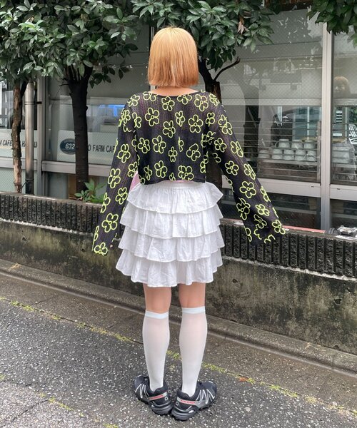 HELLO.SANFRANCISCO（ハローサンフランシスコ）の「【HELLO.SANFRANCISCO/ハローサンフランシスコ】2WAYフラワーシアー刺繍ボレロ（カーディガン/ボレロ・レディース・イエロー/ブラック/ホワイト・ONE SIZE）」の18枚目の写真