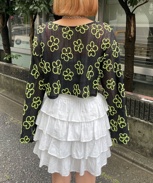 HELLO.SANFRANCISCO（ハローサンフランシスコ）の「【HELLO.SANFRANCISCO/ハローサンフランシスコ】2WAYフラワーシアー刺繍ボレロ（カーディガン/ボレロ・レディース・イエロー/ブラック/ホワイト・ONE SIZE）」の21枚目の写真