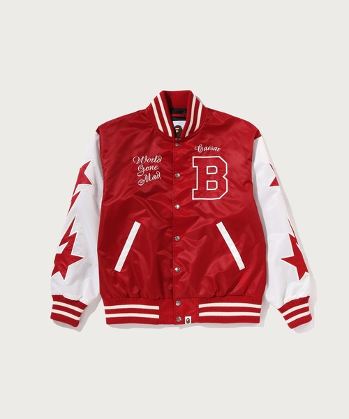A BATHING APE(アベイシングエイプ)の「BAPE NYLON VARSITY JACKET(スタジャン・メンズ・ブラック/レッド・LARGE/SMALL/XX-LARGE/X-LARGE/MEDIUM)」の2枚目の写真