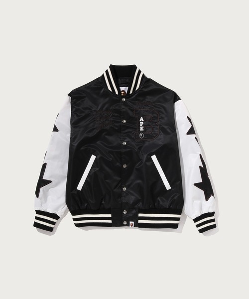 A BATHING APE(アベイシングエイプ)の「BAPE NYLON VARSITY JACKET(スタジャン・メンズ・ブラック/レッド・LARGE/SMALL/XX-LARGE/X-LARGE/MEDIUM)」の1枚目の写真