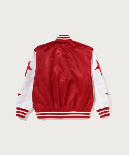 A BATHING APE(アベイシングエイプ)の「BAPE NYLON VARSITY JACKET(スタジャン・メンズ・ブラック/レッド・LARGE/SMALL/XX-LARGE/X-LARGE/MEDIUM)」の4枚目の写真
