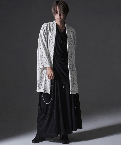 Bernings Sho(バーニングショー)の「『Bernings Sho/バーニングショー』クラック柄ショール7分袖ガウン(カーディガン/ボレロ・メンズ・ブラック/ホワイト・XL/L/M)」の16枚目の写真
