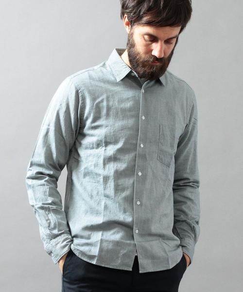 BEAUTY&YOUTH UNITED ARROWS（ビューティーアンドユースユナイテッドアローズ）の「BY ギザ/ビエラ レギュラーカラーシャツ◆（シャツ/ブラウス・メンズ・オリーブ/ライトブルー/ネイビー/ホワイト・X-LARGE/MEDIUM/X-SMALL/SMALL/LARGE）」の2枚目の写真