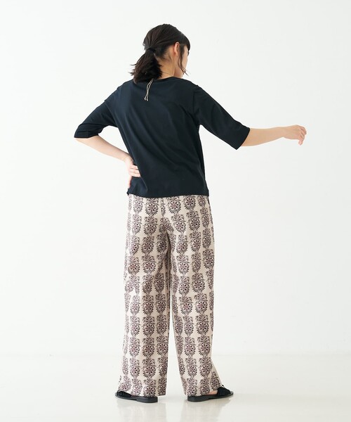collex（コレックス）の「ブロックプリント風 ボタニカルプリントパンツ（その他パンツ・レディース・ベージュ/ブラック・フリー）」の18枚目の写真