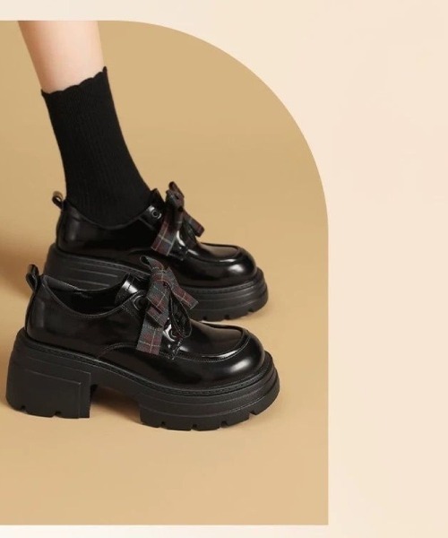 Ritzy(リッツィー)の「チェックリボン厚底ローファー(ローファー・レディース・ブラック・23.5/24/23)」の7枚目の写真