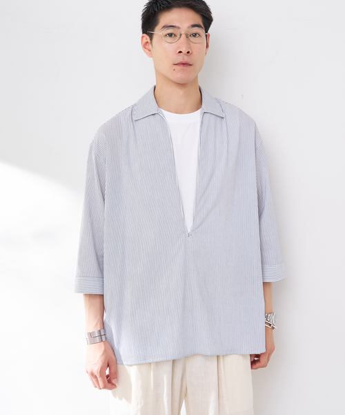 B.C STOCK(ベーセーストック)の「【2点セット】ドビーポプリンバルーズタンクSET(シャツ/ブラウス・メンズ・ブルー系その他/ホワイト/ネイビー・MEDIUM/LARGE)」の17枚目の写真