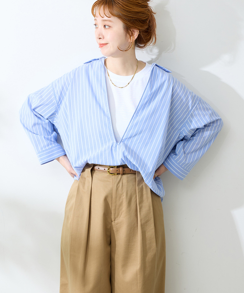 B.C STOCK(ベーセーストック)の「【2点セット】ドビーポプリンバルーズタンクSET(シャツ/ブラウス・メンズ・ブルー系その他/ホワイト/ネイビー・MEDIUM/LARGE)」の15枚目の写真