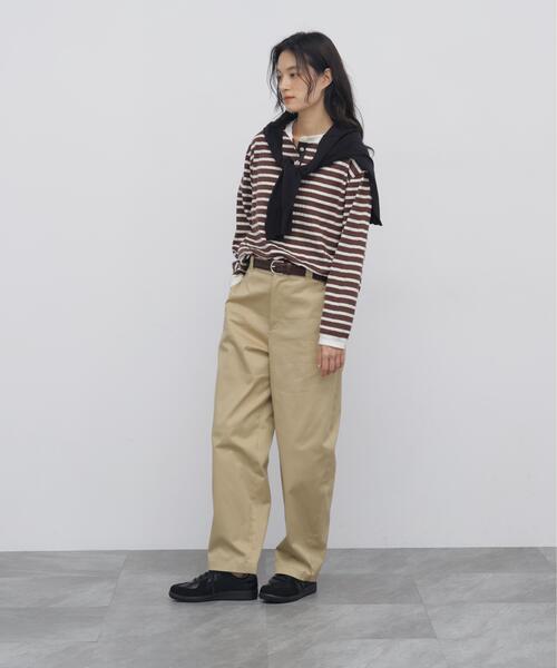 human woman(ヒューマンウーマン)の「◆コットンツイルストレッチバレルパンツ(その他パンツ・レディース・ベージュ/ネイビー・SMALL/MEDIUM)」の5枚目の写真