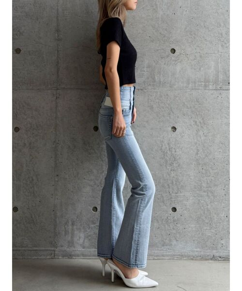GYDA(ジェイダ)の「【TINY低身長さん向け】ハイウエストBACKクロスフレアパンツ(デニムパンツ・レディース・インディゴブルー/ライトブルー/ブラック・X-SMALL/SMALL/MEDIUM)」の19枚目の写真