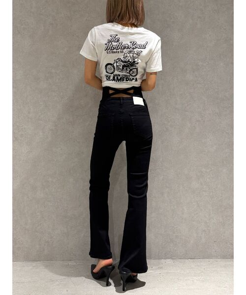 GYDA(ジェイダ)の「【TINY低身長さん向け】ハイウエストBACKクロスフレアパンツ(デニムパンツ・レディース・インディゴブルー/ライトブルー/ブラック・X-SMALL/SMALL/MEDIUM)」の13枚目の写真