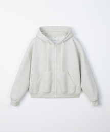 Neoprene hood zip-up jumper / OATMEAL