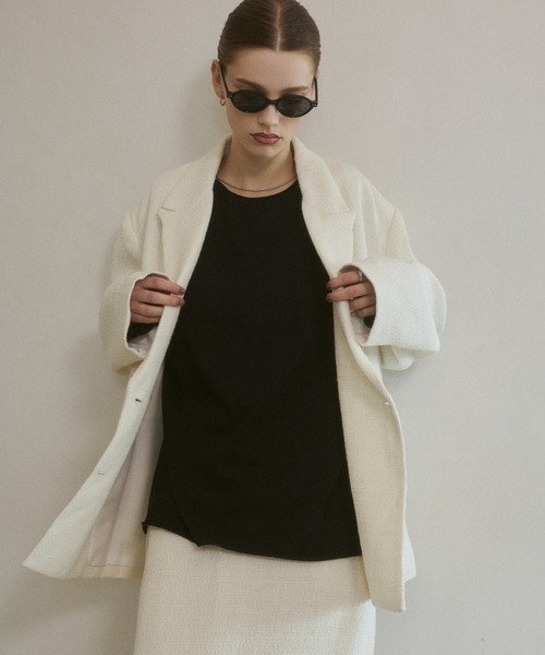 ELTONE（エルトーン）の「ツイードダブルテイラードジャケット（テーラードジャケット・レディース・ブラック/アイボリー・FREE）」の7枚目の写真