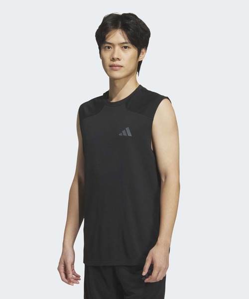 adidas(アディダス)の「テック エッセンシャルズ クール タッチ レギュラーフィット ステルス スリーバー ノースリーブ Tシャツ / アディダス adidas(タンクトップ・メンズ・ブラック・XX-LARGE/3XL/LARGE/MEDIUM/SMALL/X-LARGE/X-SMALL)」の1枚目の写真