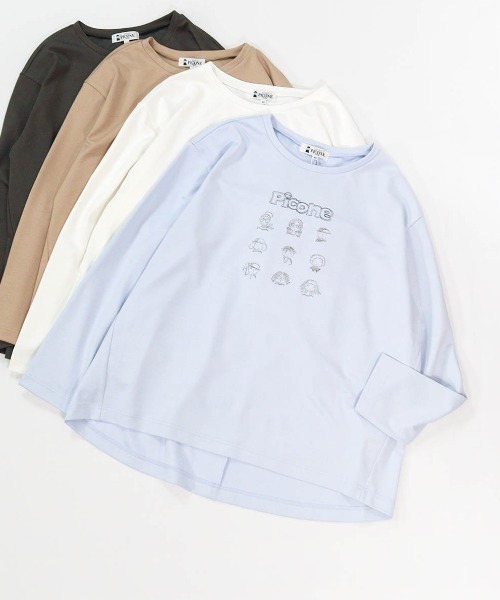 STUDIO PICONE(スタジオピッコーネ)の「ピコ刺繍冷感プルオーバー(Tシャツ/カットソー・レディース・グレー/ライトブルー/ホワイト/ベージュ・M/LL/L)」の4枚目の写真