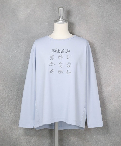 STUDIO PICONE(スタジオピッコーネ)の「ピコ刺繍冷感プルオーバー(Tシャツ/カットソー・レディース・グレー/ライトブルー/ホワイト/ベージュ・M/LL/L)」の7枚目の写真