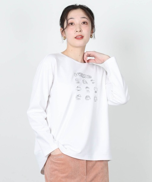 STUDIO PICONE(スタジオピッコーネ)の「ピコ刺繍冷感プルオーバー(Tシャツ/カットソー・レディース・グレー/ライトブルー/ホワイト/ベージュ・M/LL/L)」の20枚目の写真