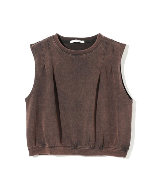 MIDIUMISOLID(ミディウミソリッド)の「MIDIUMISOLID for Ladies ピグメントタックノースリーブプルオーバー(Tシャツ/カットソー・レディース・チャコールグレー/ブラウン・FREE)」の3枚目の写真