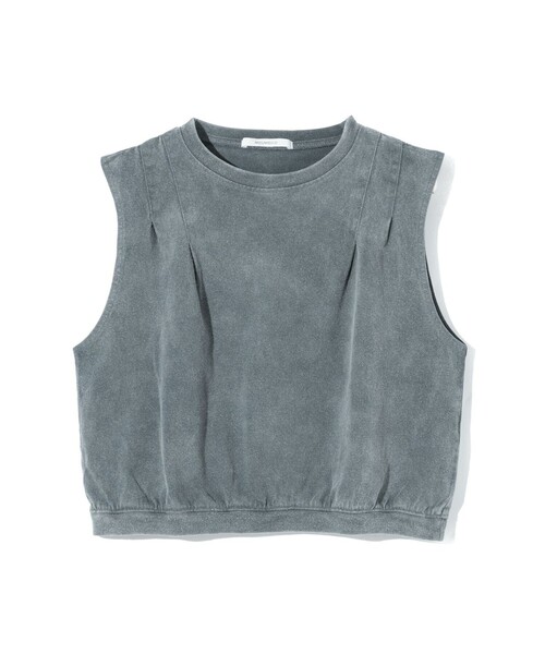 MIDIUMISOLID(ミディウミソリッド)の「MIDIUMISOLID for Ladies ピグメントタックノースリーブプルオーバー(Tシャツ/カットソー・レディース・チャコールグレー/ブラウン・FREE)」の4枚目の写真